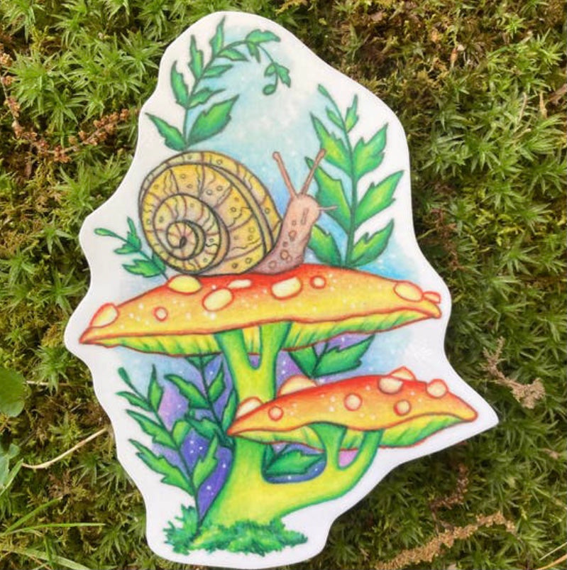 Mushrooms with Snail Sticker