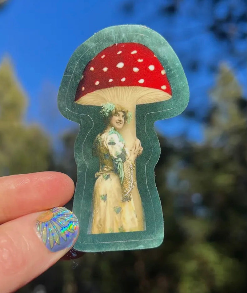 Art Nauveau Mushroom Lover Sticker